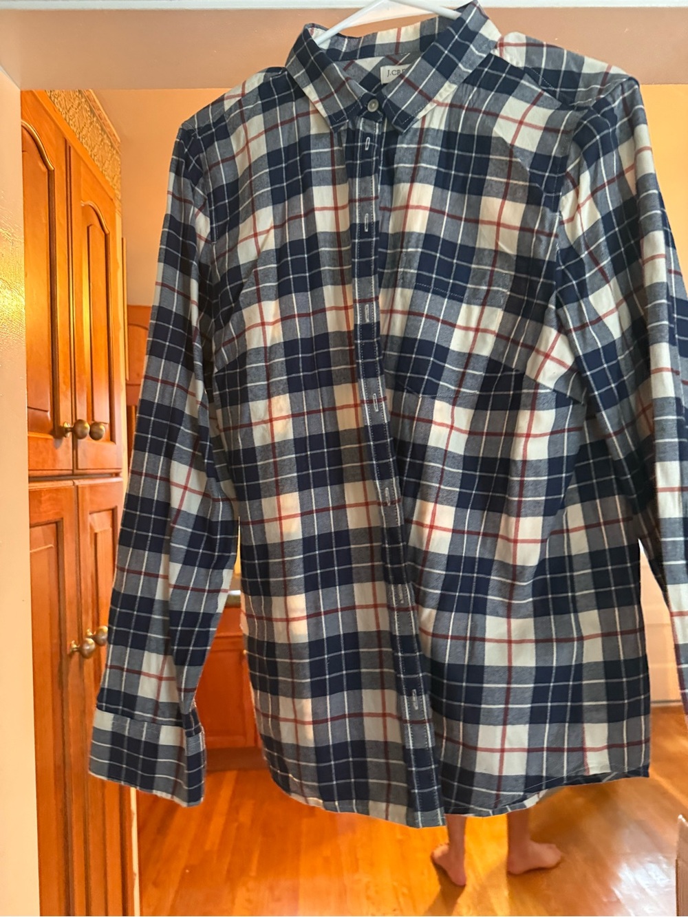 J. Crew Navy, White & Red Plaid Button-Down Shirt